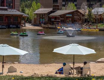 summer in copper mountain view of the village lake